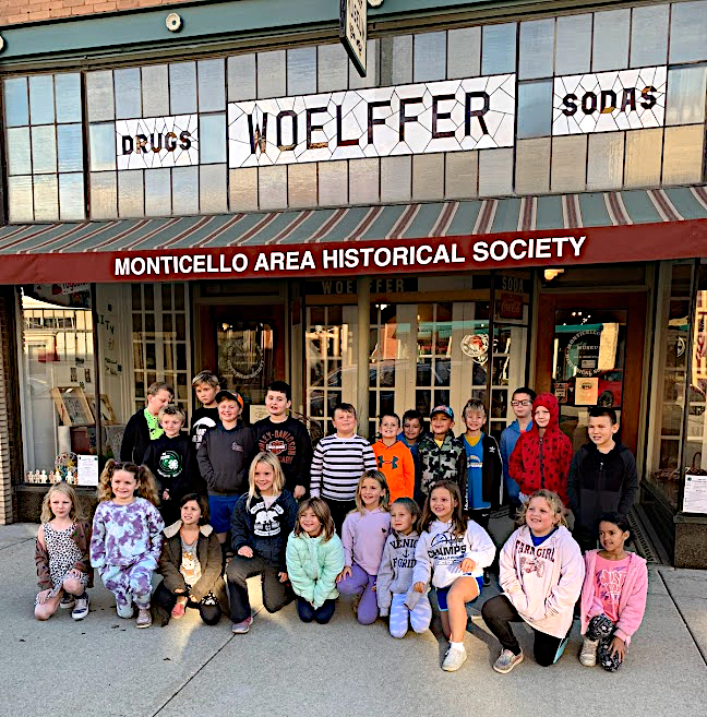 Monticello school second grade class visiting the historical society museum.