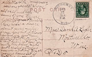 Sent from Ridgeway, Wis. 1914