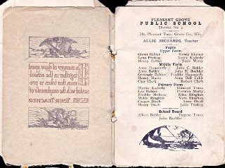 Pleasant Grove School in Mt. Pleasant Township was renamed BablerSchool at some point in time, possibly when the new school building was constructed in 1915.  This "souvenir" booklet to Freddie Hammerly is dated 1907.