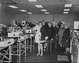 Open House was held March 4, 1972.  R-L: Ruth Abley, Elfa Voegeli, Ellen Stauffer, Rev. Achtemeier, Marvin Voegeli, Jr., and his mother, Orpha Voegeli.  The lady and her child are unidentified.</p></h5>